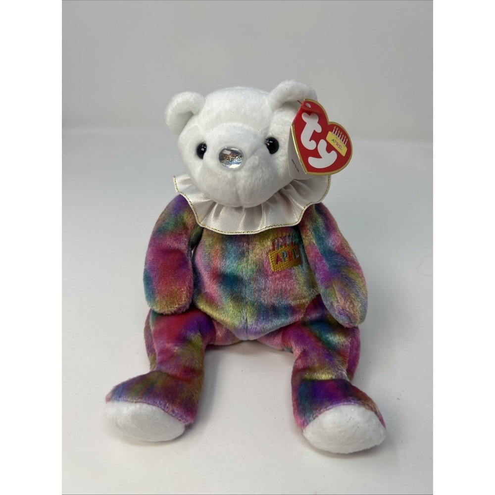 TY Beanie Baby APRIL the Birthday Bear (7.5 inch) With Tags Diamond Birthstone